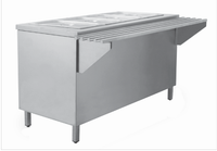 Warmhaltetisch mit Schiebetüren, eckigem Glasaufsatz für GN1/1 x 5 Behälter